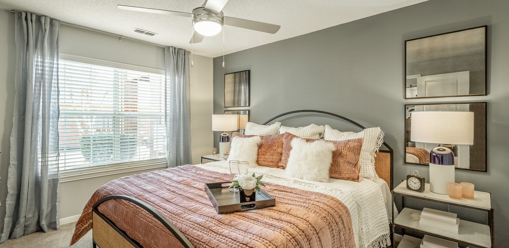 Hawthorne Park South spacious apartment bedroom with carpet and large windows